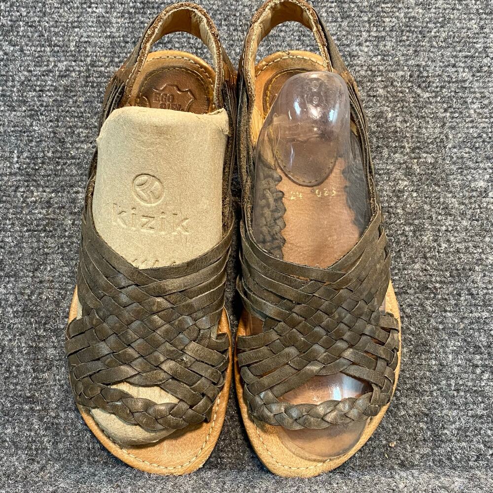 Ego Piel Womens Brown Woven Leather Huarache Sandals Artisan Flat Shoes Size 7
